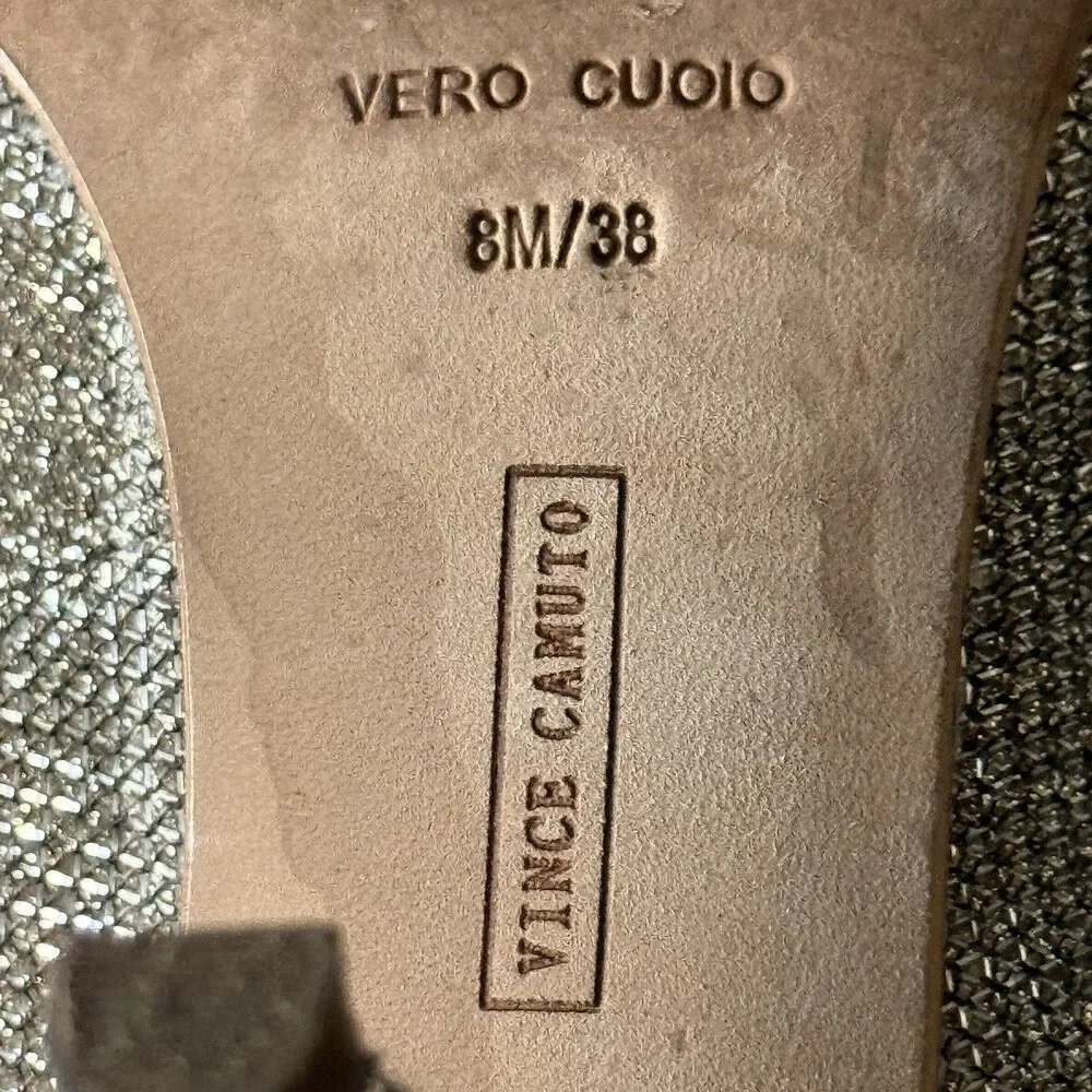 Vince Camuto Kadri Silver Sparkle Slip-On Pointed Toe Stiletto Pump 8M/38